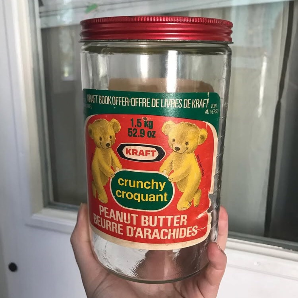 1980 K R A F T Crunchy Peanut butter glass jar
